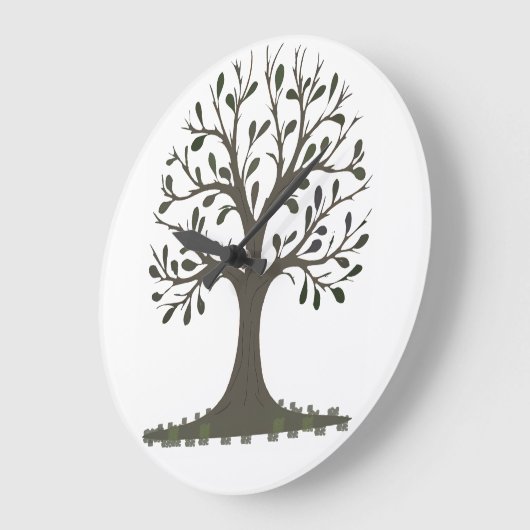 🌳 Minimalist Tree of Life Wall Clock - Modern Nat ラージ壁時計 (傾斜)