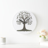 🌳 Minimalist Tree of Life Wall Clock - Modern Nat ラージ壁時計 (ホーム)