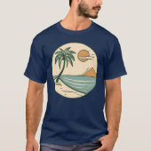 Minimalist Tropical Beach Scene Graphic T-Shirt Tシャツ (正面)