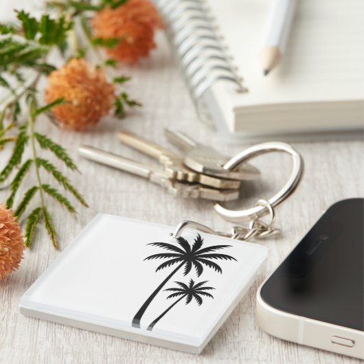 Minimalist Tropical Palm Trees Silhouette Art Tee キーホルダー (正面右)