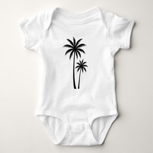 Minimalist Tropical Palm Trees Silhouette Art Tee ベビーボディスーツ (正面)