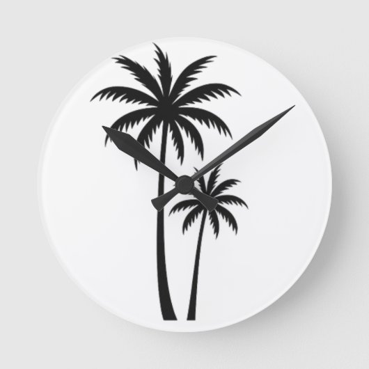 Minimalist Tropical Palm Trees Silhouette Art Tee ラウンド壁時計 (正面)
