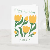 Minimalist Tulip Flower Birthday, Custom Text カード (正面)