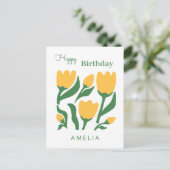 Minimalist Tulip Flower Birthday, Custom Text ポストカード (スタンド正面)