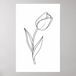 Minimalist Tulip Line Drawing ポスター