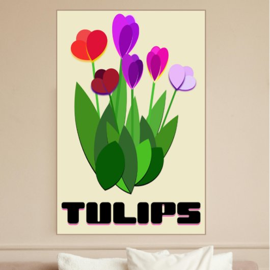 Minimalist Tulips Art Print – Modern Floral Poster フォトプリント