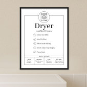 Minimalist Tumble Dryer Instructions Sign Poster ポスター