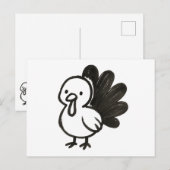 Minimalist Turkey – Playful Ink Bird Design on  ポストカード (正面/裏面)