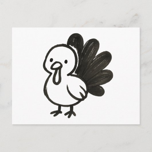 Minimalist Turkey – Playful Ink Bird Design on  ポストカード (正面)