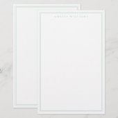 Minimalist Turquoise Monogram Two Border 便箋 (正面/裏面)