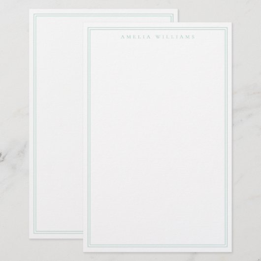 Minimalist Turquoise Monogram Two Border 便箋 (正面/裏面)