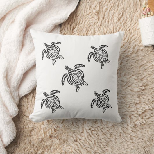 Minimalist Turtle Throw Pillow – 16x16 Modern Sea  クッション (ブランケット)