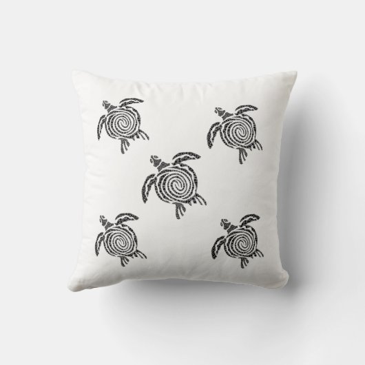 Minimalist Turtle Throw Pillow – 16x16 Modern Sea  クッション (裏面)