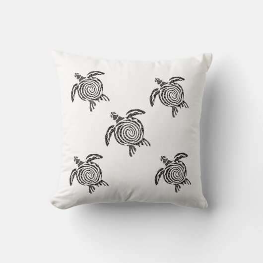 Minimalist Turtle Throw Pillow – 16x16 Modern Sea  クッション (正面)