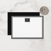 Minimalist Two Boarder Monogram Name Black ノートカード (正面/裏面インサイチュ)