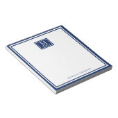 Minimalist Two Boarder Monogram Name Navy Blue ノートパッド (アングル)