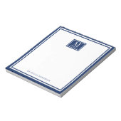 Minimalist Two Boarder Monogram Name Navy Blue ノートパッド (回転)