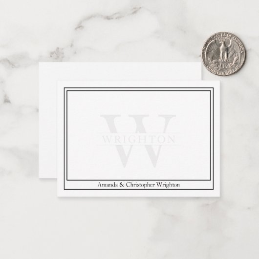 Minimalist Two Border Monogram Couple Note Card ノートカード (正面/裏面インサイチュ)