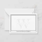 Minimalist Two Border Monogram Couple Note Card ノートカード (正面)