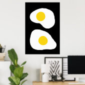 Minimalist Two Fried Eggs Kitchen Art ポスター (ホームオフィス)