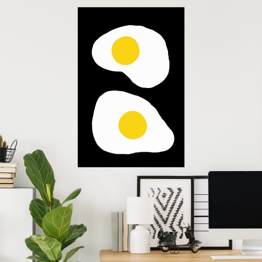Minimalist Two Fried Eggs Kitchen Art ポスター (ホームオフィス)