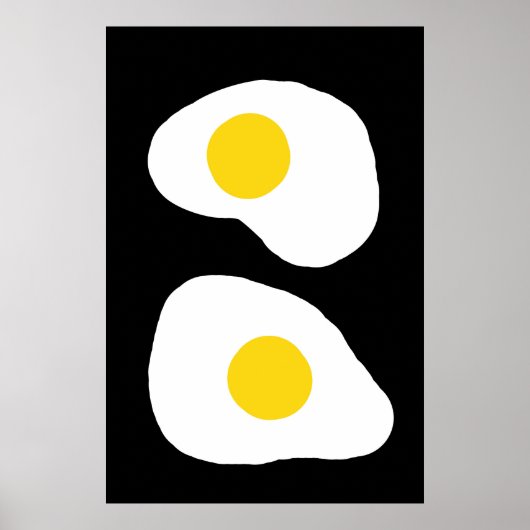 Minimalist Two Fried Eggs Kitchen Art ポスター (正面)