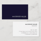 Minimalist Two-Tone Navy Blue & White 名刺 (正面/裏面)