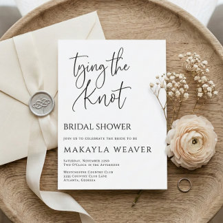 Minimalist Tying the Knot Bridal Shower Invitation 招待状