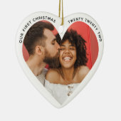 Minimalist Typewriter Merry Merried Photo Heart セラミックオーナメント (右)