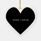 Minimalist Typewriter Merry Merried Photo Heart セラミックオーナメント (裏面)