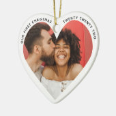 Minimalist Typewriter Merry Merried Photo Heart セラミックオーナメント (左)