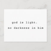Minimalist Typographic God is Light Postcard ポストカード (正面)