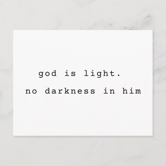 Minimalist Typographic God is Light Postcard ポストカード (正面)