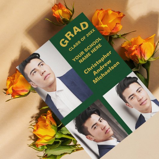 Minimalist Typography 3 Photo Graduation 案内状