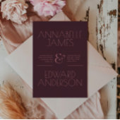 Minimalist Typography Elegant Burgundy Wedding 招待状