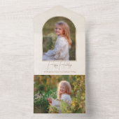 Minimalist Typography Gold Arch Holiday Photo オールインワン招待状 (内側)