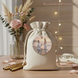 Minimalist Typography Photo Wedding Round フェイバータグ