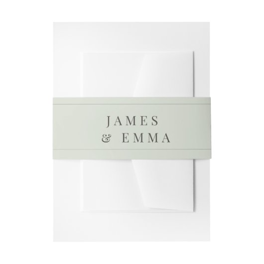 Minimalist Typography Wedding | Pale Sage 招待状ベリーバンド (正面例)