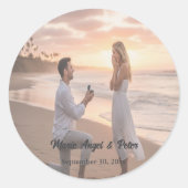 Minimalist Typography Wedding Photo Round ラウンドシール (正面)