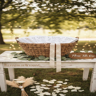 Minimalist Typography Wedding Program ハンドファン