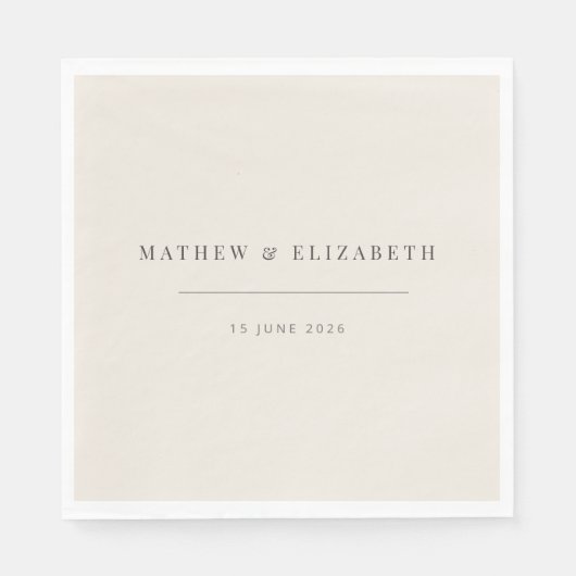 Minimalist Typography Wedding Soft Beige スタンダードランチョンナプキン (正面)