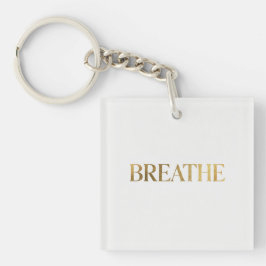 Minimalist typography with gold word breathe キーホルダー