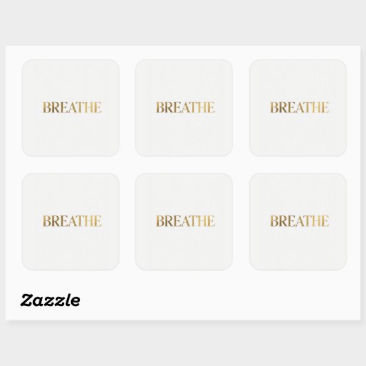 Minimalist typography with gold word breathe スクエアシール (シート)