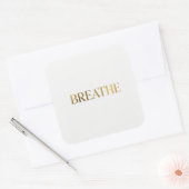 Minimalist typography with gold word breathe スクエアシール (封筒)