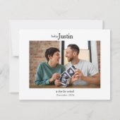 Minimalist Ultrasound photo Baby Announcement Card サンキューカード (裏面)