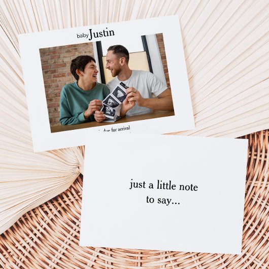 Minimalist Ultrasound photo Baby Announcement Card サンキューカード