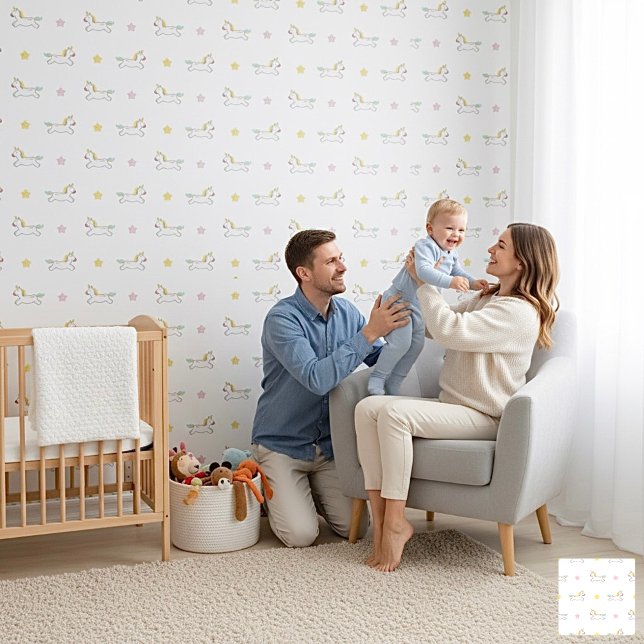 Minimalist Unicorns and Stars Pattern 壁紙 (クリエイターアップロード済み)