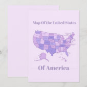 Minimalist United States Map Pink Purple Art シーズンカード (正面/裏面)