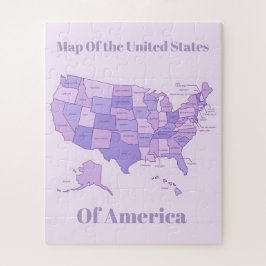 Minimalist United States Map Pink Purple Art ジグソーパズル