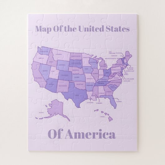Minimalist United States Map Pink Purple Art ジグソーパズル (縦)